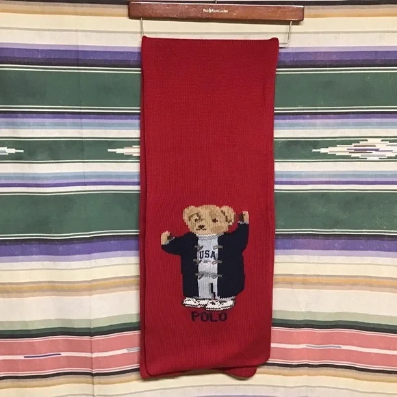 EUC POLO VINTAGE RARE DUFFEL COAT BEAR SCARF - Picture 5 of 6